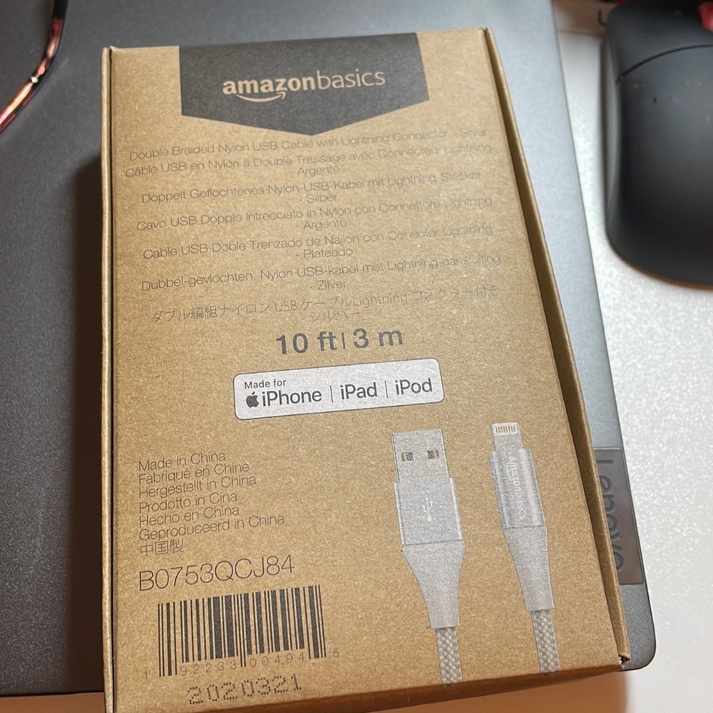 USB Cable Silver 10ft/3m